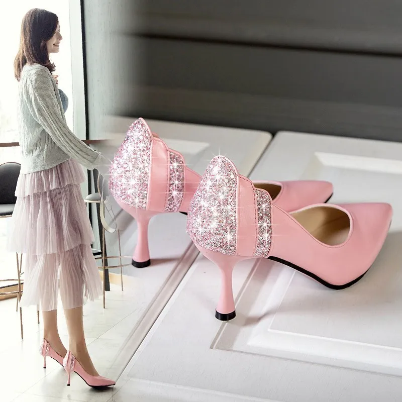 

Fashion Pumps Woman Glitter Gorgeous Wedding Bridal Evening Party Crystal High Heels Women Shoes Sexy Woman Pumps Bridal Shoes