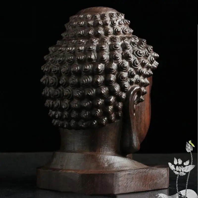 6 см китайская половина Шакьямуни Амитабха Будда половина голова демона Статуя дерево резные украшения аксессуары MJG2141
