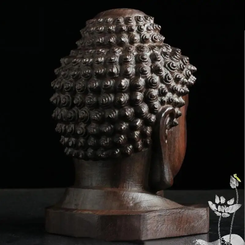 6 см китайская половина Shakyamuni Amitabha Будда головы демона статуя дерево резные