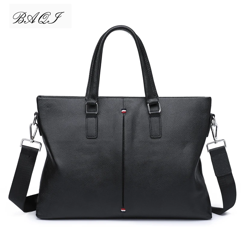 

BAQI Brand Men Briefcase Bag Men HandBags Genuine Cow Leather Computer Business Bag 2019 Fashion Men Shoulder bags Messenger Bag