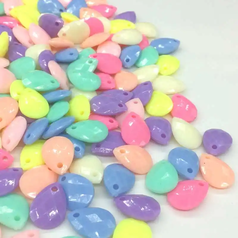 

DIY 50pcs/Lot 13*18mm Cheap Hot Colorful Water Droplets Shape Acrylic Beads Fits For Necklace Bracelet Jewelry Making Wholesale