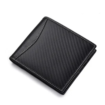 

Carbon Fiber Genuine Leather Mens Purse Anti Magnetic Leather Wallet Leather Wallet RFID Mens Wallet