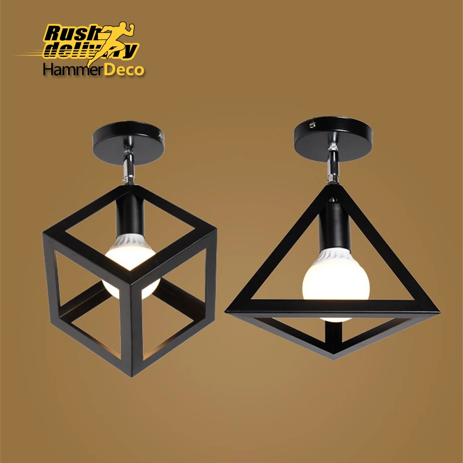 

The square ceiling lamp, retro retro industrial lighting products metal Tieyi lighting installation is convenient and simple