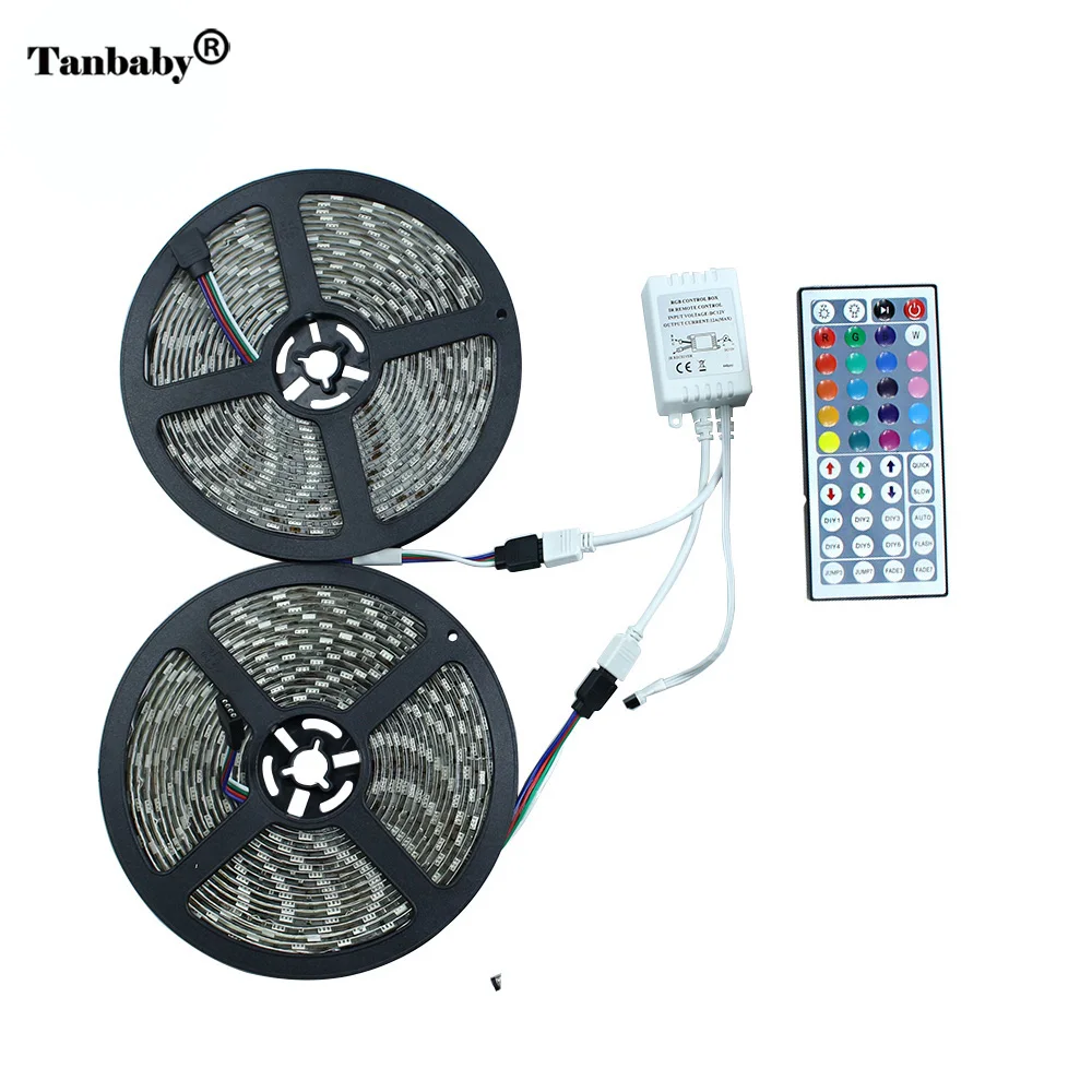 

Tanbaby 10M RGB LED Strip Light SMD 5050 60 led/M Flexible Waterproof Strip lighting tape with 44 key RGB led Controller