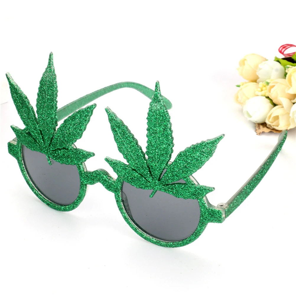 Реквизит для костюмированной маски, зеленые блестящие очки в виде кленового листа, вечерние аксессуары, праздничные вечерние украшения