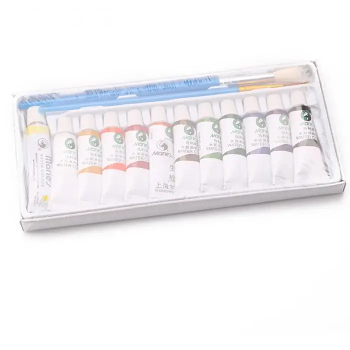 Artigos de Papelaria os Recém-chegados 12 Cor da Água com Escova Tubos Caneta Gouache Pigmento Crianças Pintura Aprendizagem Escola Acessórios 5 ml 12 crianças pintura aprendizagem escola artigos de papelaria acessórios