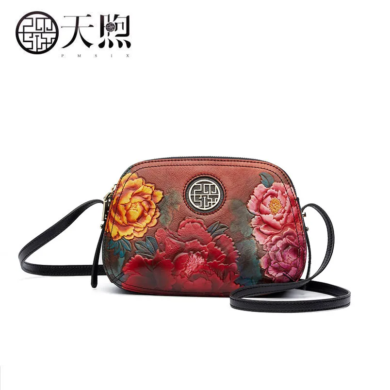 Épaule De Couche 2018 Pmsix Première Nouveau Red Messenger Paquet Atmosphère Femelle Rétro Sac Petit Vache Carré Peau Mode 7w07E5q