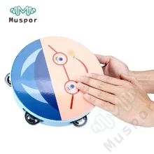 " колокольчик погремушки бубен Тамбурины мультфильм шаблон колокольчик перкуссии шейкеры игрушки для детей Орф инструменты синий