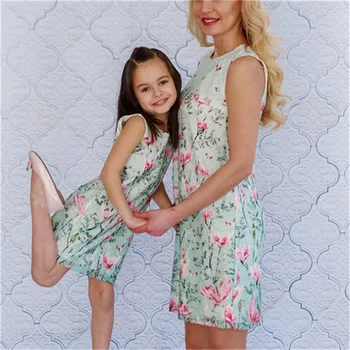 

Family Dress Mother and Daughter Matching Girls Daughter Outfits Clothes Dresses Mother And Daughter Clothes 2019 New O-neck