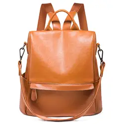 2018 Новый винтажный кожаный рюкзак женская сумка на плечо рюкзак мягкий большой емкости женский рюкзак из натуральной кожи мода C721