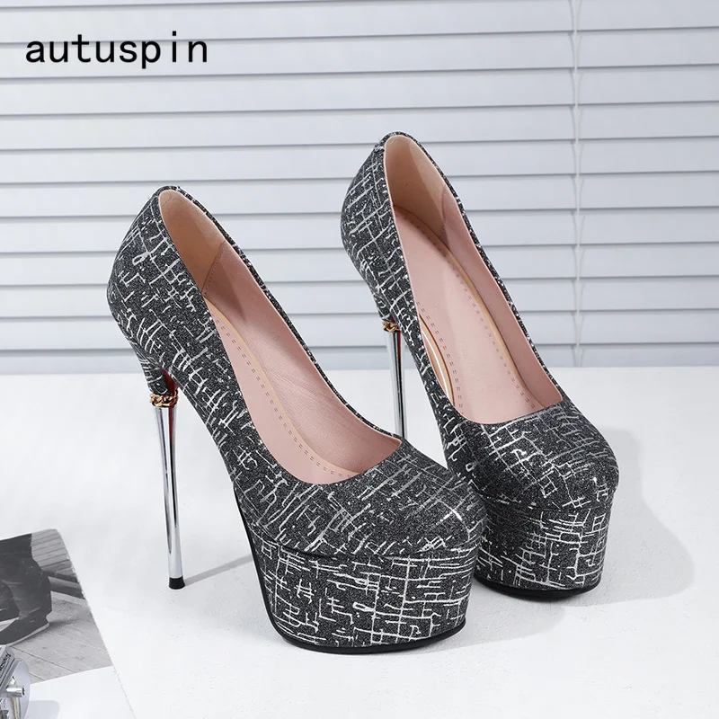 

Autuspin Vintage Women's Pumps Breathable High Heel Platform Ladies Shoes Fashion Party Sexy Office Dress Women Heels Woman Shoe