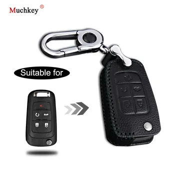 

Leather Remote Case Car Key Bag Cover for OPEL 5 Buttons Folding Key Luxury Genuine Hand Sew Black Line 1PC Type C