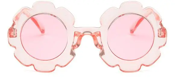 Милые Солнцезащитные очки с круглым цветком для детей, детские очки с защитой от УФ-лучей для мальчиков и девочек - Цвет линз: clear pink