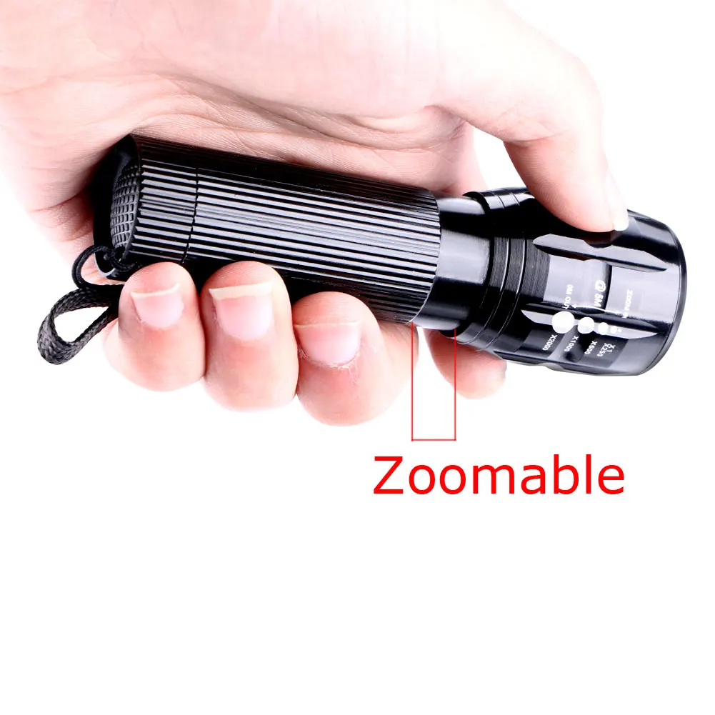 2000 Lumen LED Flashlight 3 Mode Zoomable Q5 3 x AAA battery Alumiun alloy