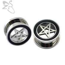 Пирсинг из нержавеющей стали Orelha Pentgram Star Ear Plug пирсинг расширения уха пирсинг туннели 1 пара