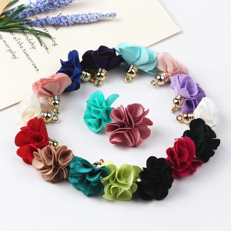 10pcs Mix Color Fabric Flower Tassel Pendants For Keychain Cellphone Straps Jewelry Charms Pendants Diy Sewing Accessories 10pcs Mix Color Fabric Flower Tassel Pendants For Keychain Cellphone Straps Jewelry Charms Pendants Diy Sewing Accessories