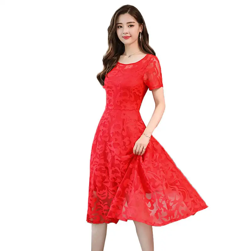 Plus Size 5XL Women Lace Dress Short Sleeve Elegant Maxi Long Summer Robe Femme Black Ladies Party Dresses Jurken C5523 | Женская одежда