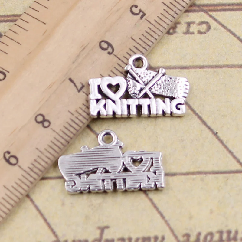 25 шт. Подвески I Love Knitting 20x12 мм античные серебряные цветные Сделай Сам ручная