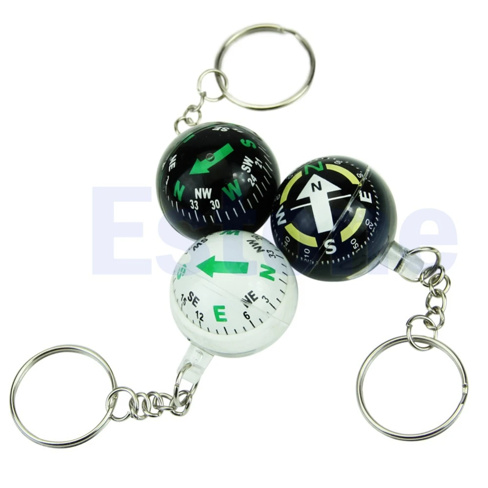 Ball Keychain Liquid Filled Compass For Hiking Camping Travel Outdoor