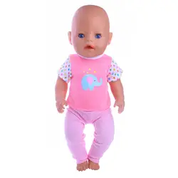 Новая горячая милая розовая футболка костюм для 18 дюймов американская кукла и 43 см пупсик аксессуары