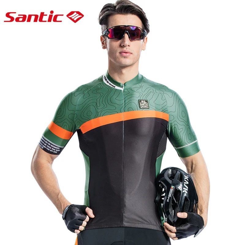 Santic мужские велосипедные Джерси Короткие Pro Fit противоскользящие с коротким