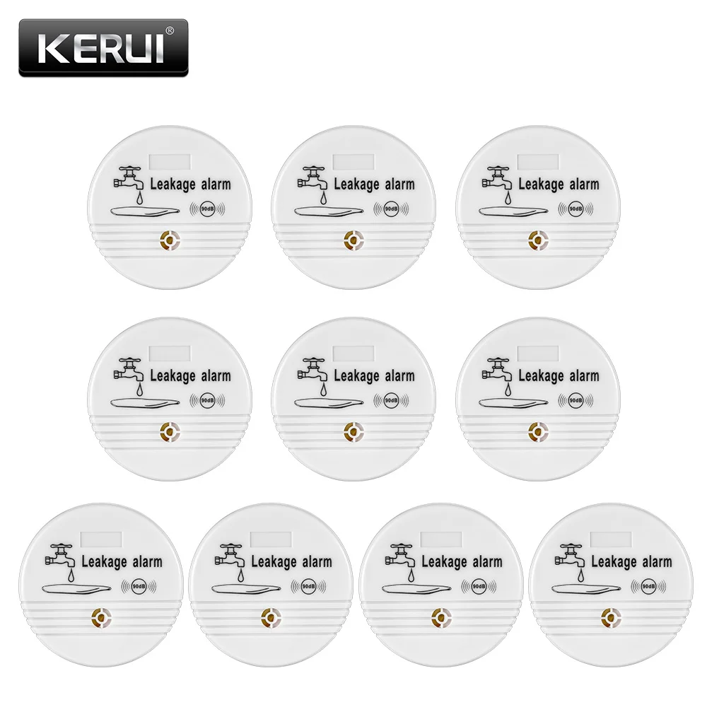 

KERUI 10ps Water Leakage Sensor Alarm Detector 90dB Voice Wireless Water Leak Detector House Safety Home Security Alarm System
