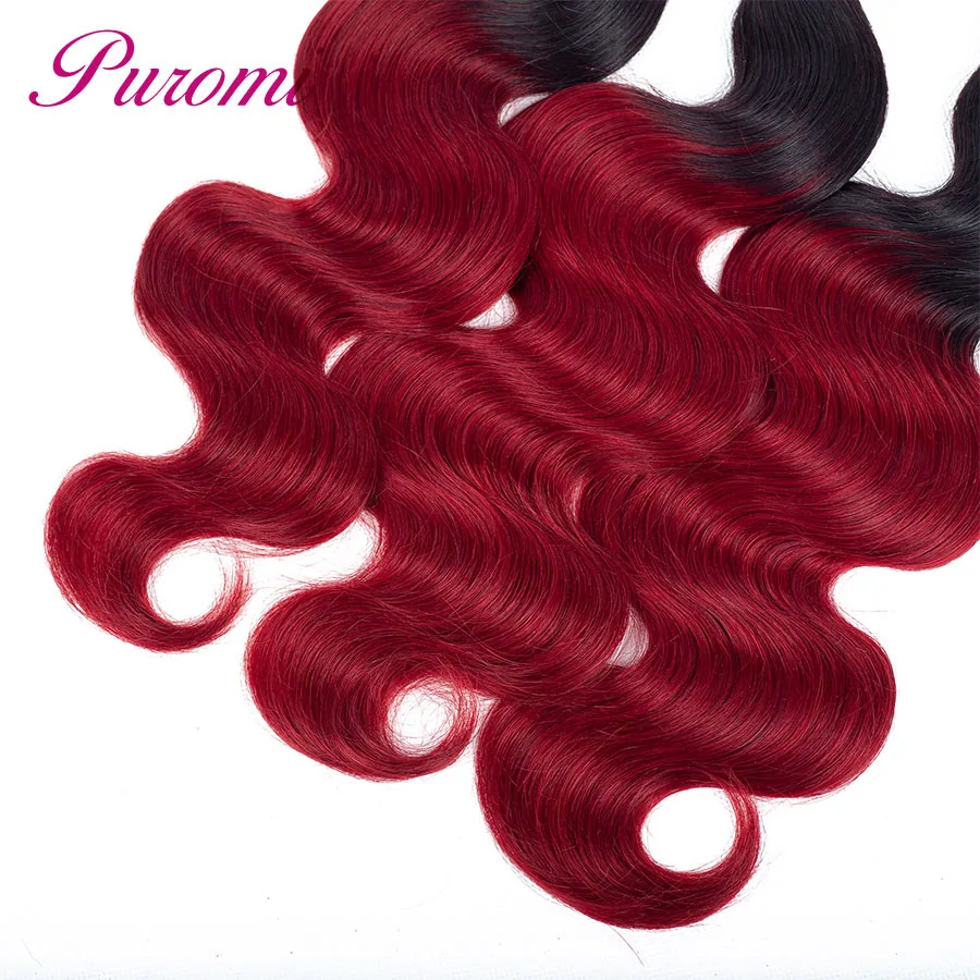 Puromi Ombre Human Hair Body Wave Bundles with Closure Non-remy 1b/burgund Brazilian Hair Weave 3 Bundles with Closure Puromi Ombre Human Hair Body Wave Bundles with Closure Non-remy 1b/burgund Brazilian Hair Weave 3 Bundles with Closure