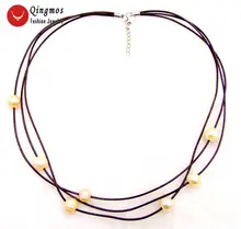 Qingmos натуральный розовый жемчуг ожерелье для женщин с 10