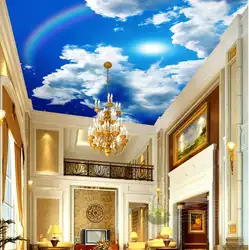 Фотообои большие белые облака солнце Радуга 3D потолок гостиная спальня 3D Настенные обои для стен домашний декор потолок