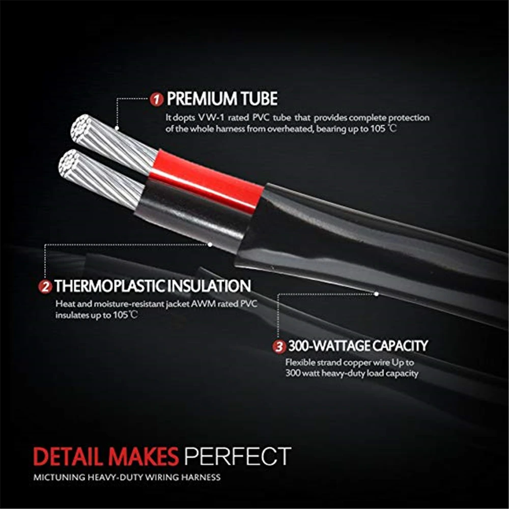 Светодиодный светильник MICTUNING 14AWG для автомобиля комплект жгутов проводки 40A вкл.