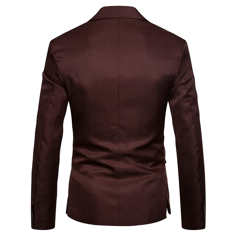 Новое поступление для мужчин блейзер Модные однотонные Slim Fit пиджак высокое Качественный хлопок мужской с длинным рукавом одной пуговиц