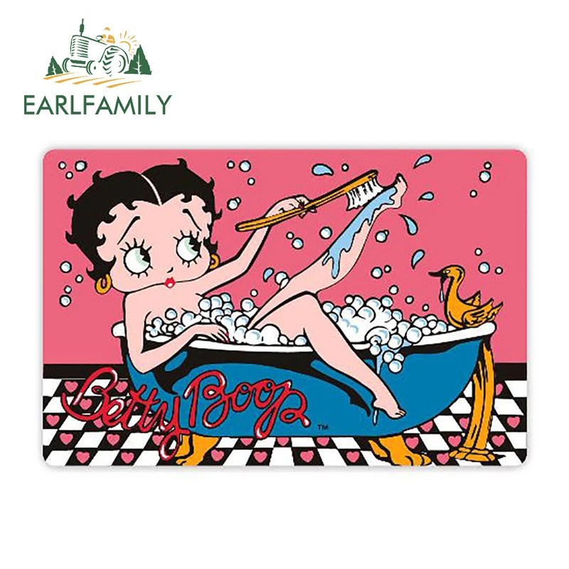 

EARLFAMILY 13cm X 8.5cm Betty Boop Bathing Decal Graphical Funny Car Stickers Car Styling Vinyl Car Window Trunk Motor Decor