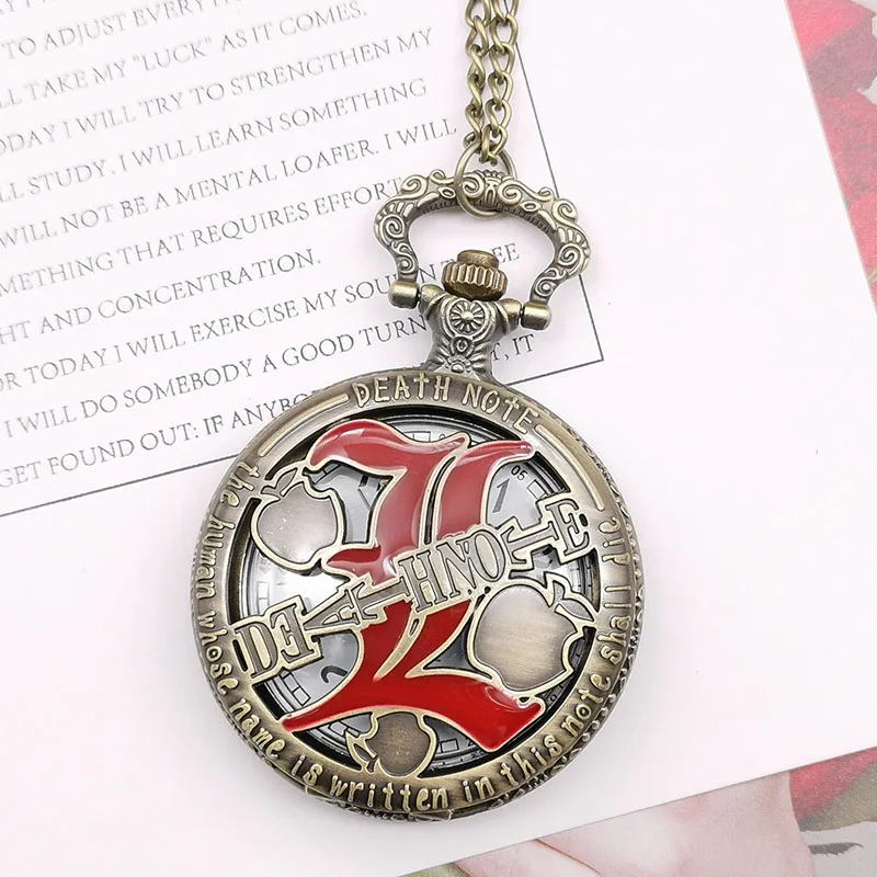 

Death Note Vintage Pocket Watch Roman Number Dial Men Copper Cool Steampunk Necklace Fashion Fob Watch Japan Anime