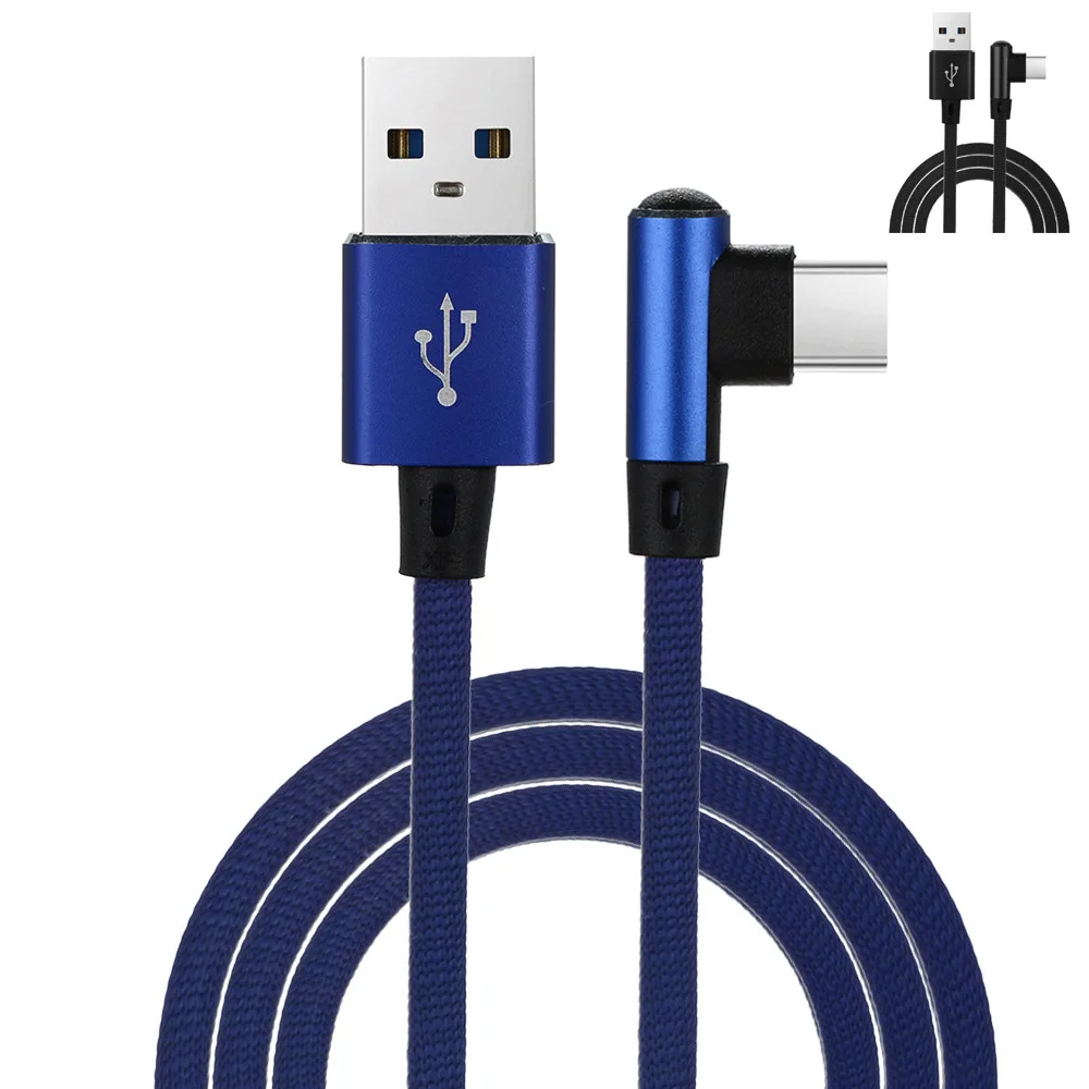 

USB Type C Cable 90 Degree 2A Fast Data USB C Charger Cord 1M USBC Adapter Data&Sync Type-c Charger Cable For Samsung Note 9