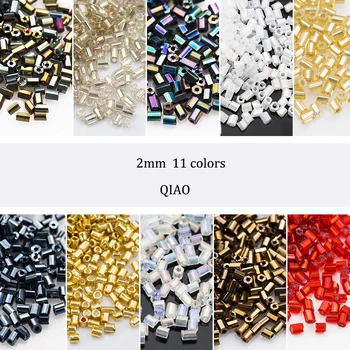 

2mm 30g/lot 11 Colors Glass Seed Spacer Beads Crystal Tube Beads For Handmade Making DIY Garment 15g/bottle