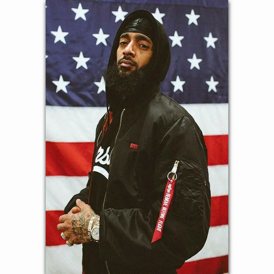 

N2201 New Nipsey Hussle Rapper Music Singer Star Wall Sticker Silk Fabric Poster Art Indoor Decor Bright