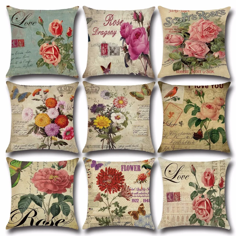 

1PC Linen Pillow Cover Vintage European Building Style Pattern Cushion Cover Home Decorative Cheap Pillow Case 45x45cm OU 006