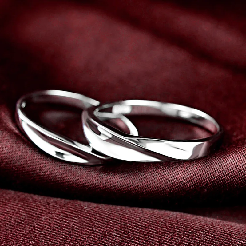 DOYUBO, новинка, 925 пробы для влюбленных, серебряные кольца для мужчин и женщин, простой дизайн,, одноцветные серебряные кольца для пар, хорошее ювелирное изделие, VB045