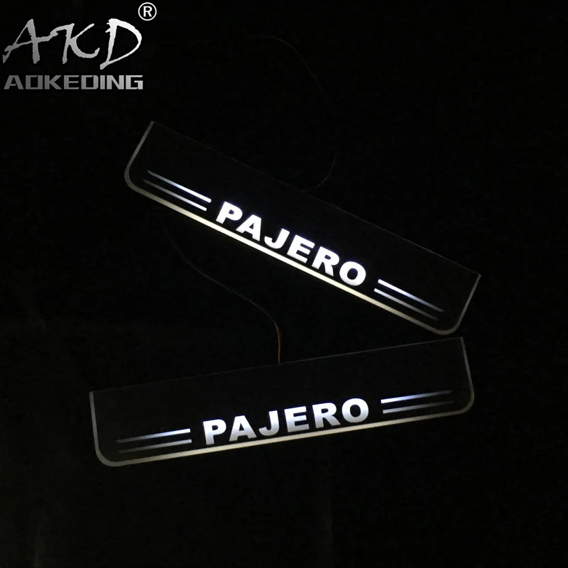 

AKD 4PCS Acrylic Moving LED Welcome Pedal Car Scuff Plate Pedal Door Sill Pathway Light For Mitsubishi Pajero 2015 2016 2017