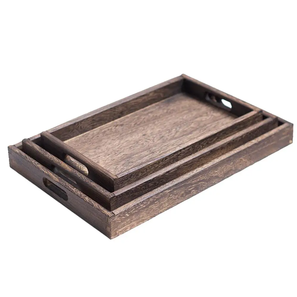 Rectangular Dinner Dessert Suppliers Solid Wood Tableware Retro Rectangular Dinner Dessert Suppliers
