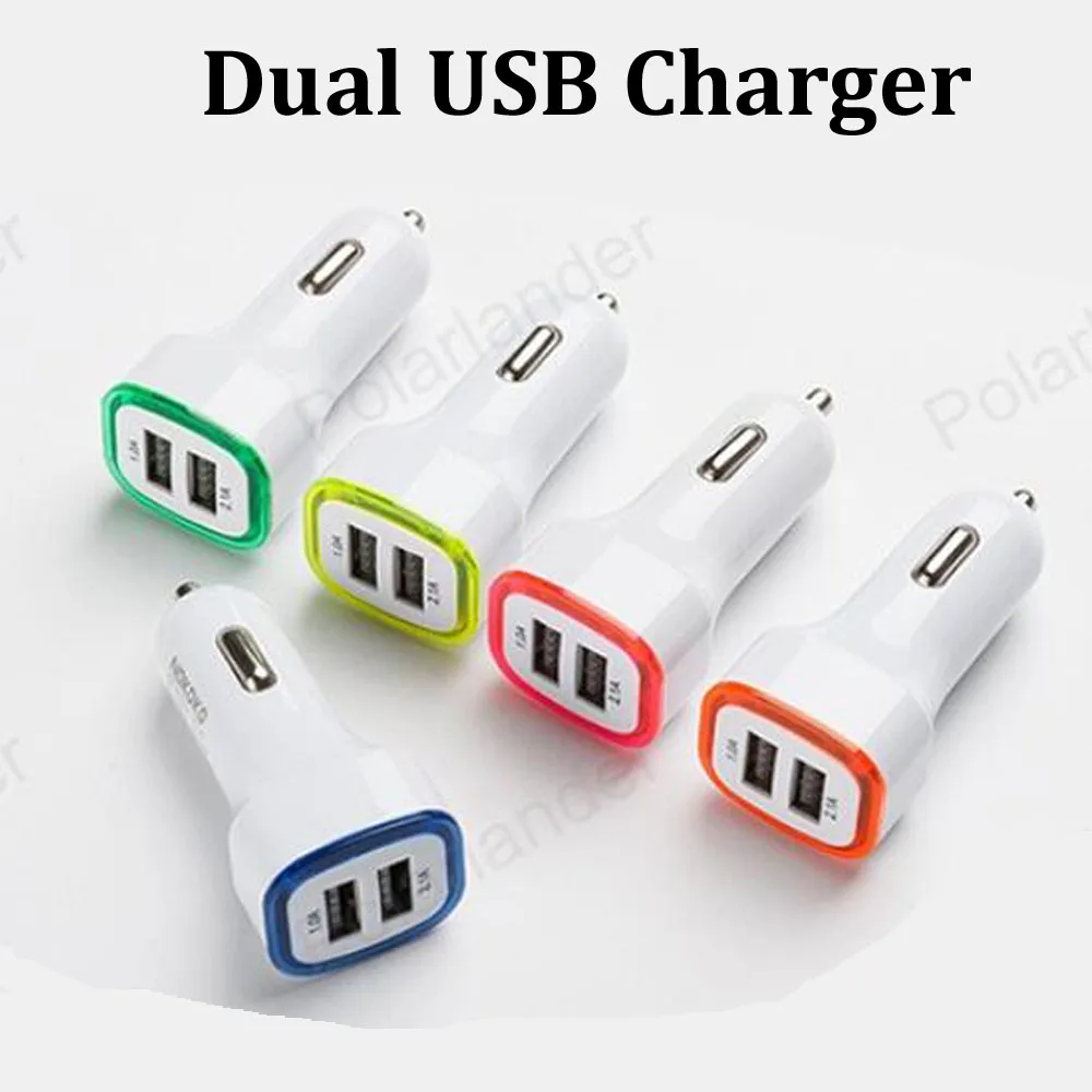 Illuminated Square Car Charger Dual USB for mobile phones and cameras