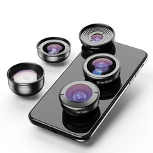 APEXEL 5 in 1 Phone Camera Lens Kit Professional HD Fisheye Super Wide Angle Macro Lens for Xiaomi Redmi Note 5 Pro iPhone X 7S 37mm 0 3x super wide angle fisheye lens