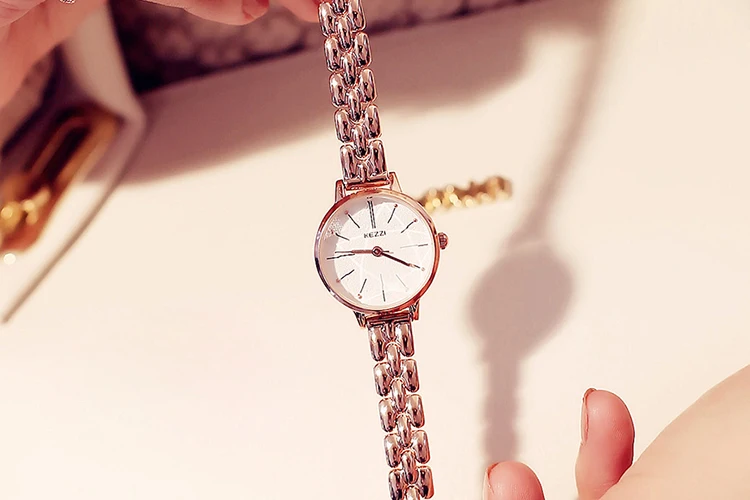 KEZZI простые женские браслет часы дамы нержавеющая сталь Группа водостойкие кварцевые наручные часы платье часы Montre Femme