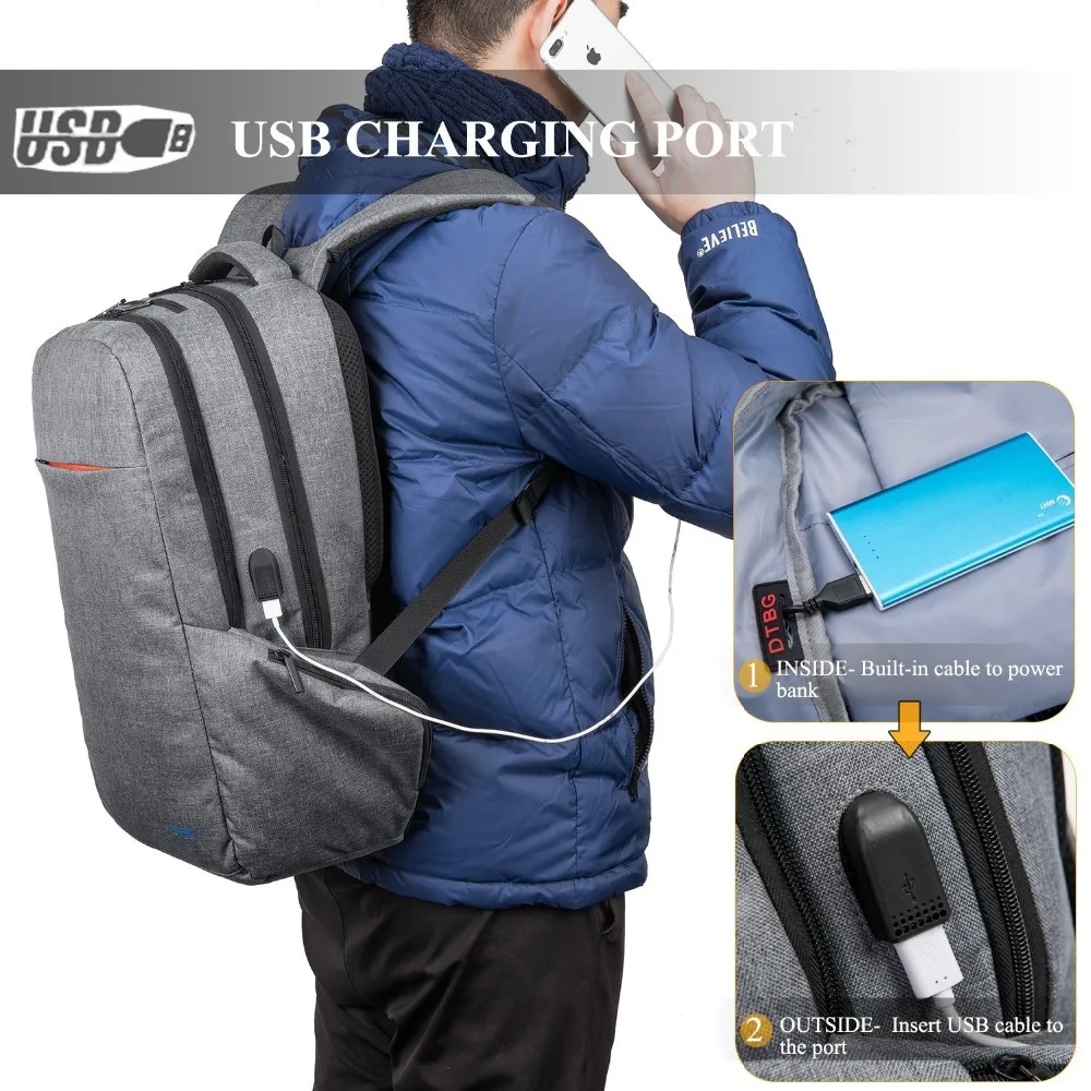 DTBG Waterproof Multifunction USB charging Men 17.3inch Laptop Backpacks For Teenager Fashion Male Travel Anti Theft Backpack