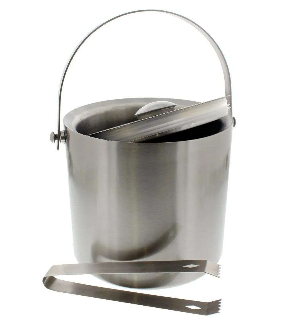 Stainless Steel Ice Bucket With Tongs-Silver Barware Serveware for Parties Events Gatherings