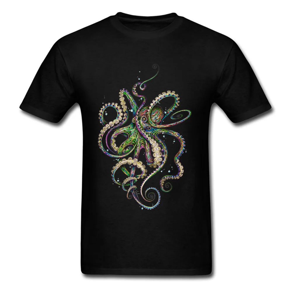 Octopsychedelia Comics Summer/Fall 100% Cotton Round Collar Mens Tops Tees Design Tops T Shirt Faddish Short Sleeve Top T-shirts Octopsychedelia black