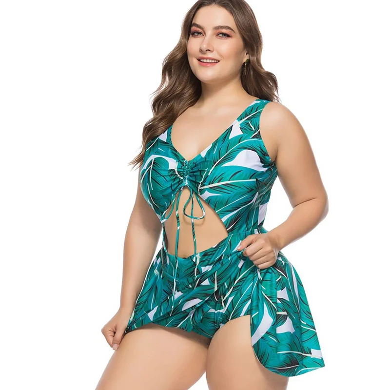 

ZWEMPAK Tankini Plus Size 5XL Women One Piece Print Big Summer Swimsuit Swimming Dress Beachwear Large 3XL Bathing Suit Swimwear