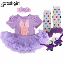 Первый день рождения юбка пачка для девочек комплект одежда новорожденных кружевная детская одежда маленьких крестины Пасха вечерние платье Bebe bebes кролик