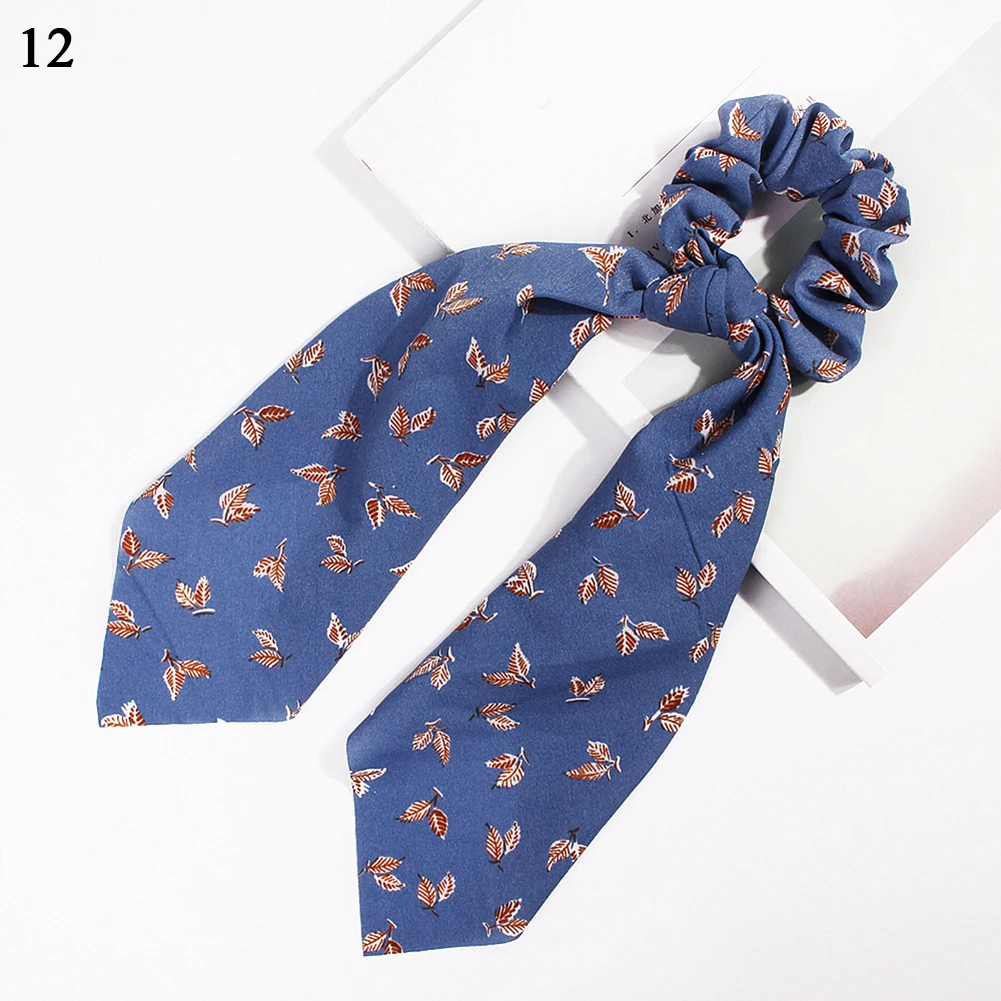 New Leopard Snake Floral Dot Streamers Scrunchies Women Hair Scarf Elastic Bow Hair Rope Ribbon Band Girls Hair Accessories - Цвет: 12