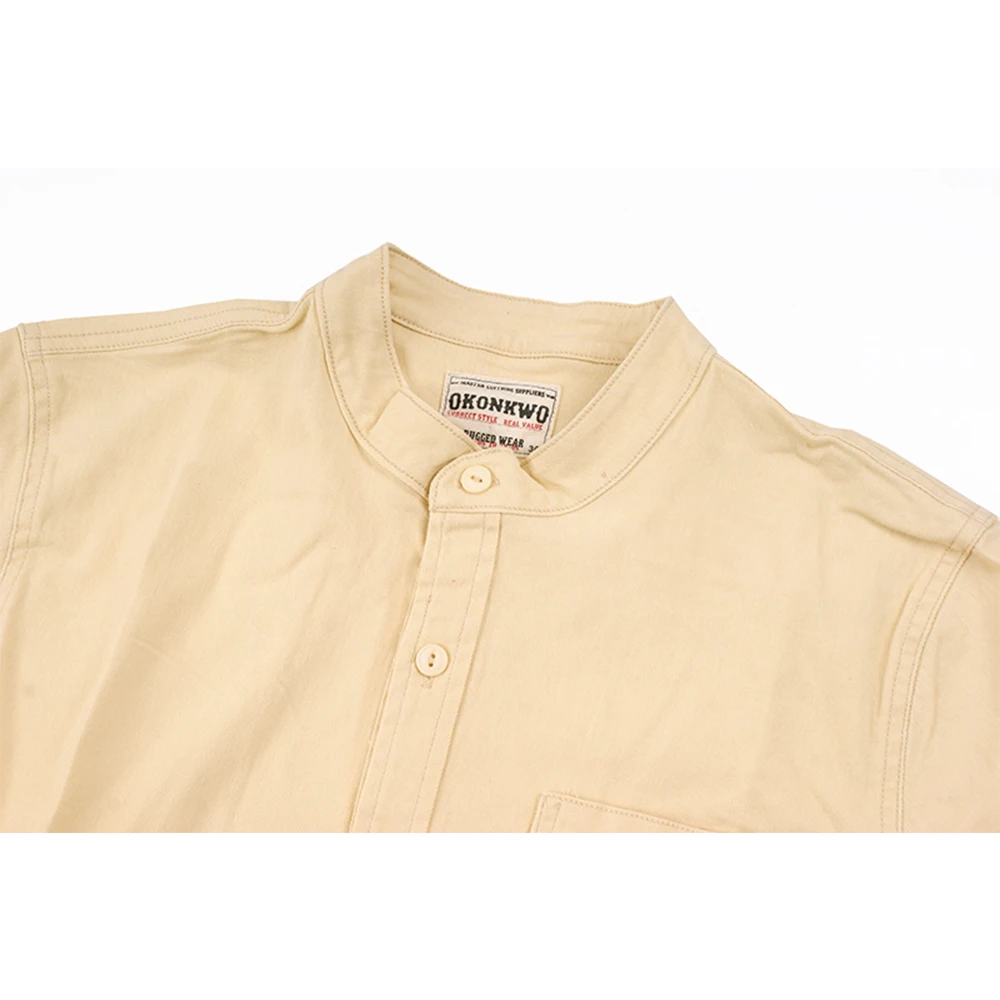 Клетчатая белая уличная рубашка без воротника Мужская Camisa Social Masculina мужские рубашки с длинным рукавом Повседневная приталенная сорочка Homme для мужчин